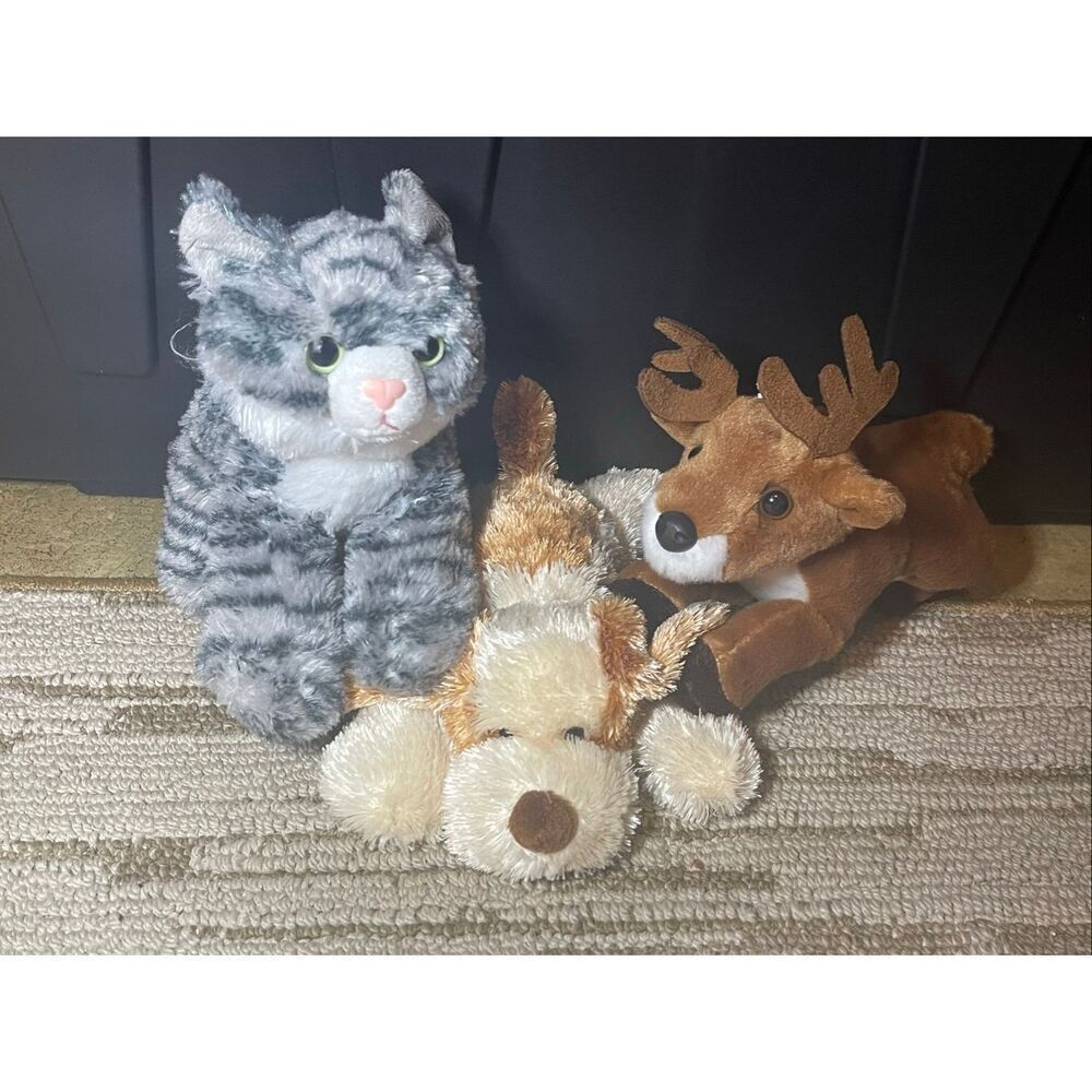Aurora Mini Flossie Lot of 3 Deer Kitty Puppy Stuffed Plush Animal - Picture 6 of 10